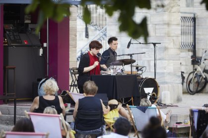 Austria / Kärnten / Klagenfurt / Lendhauer / Tage der deutschsprachigen Literatur - Ingeborg Bachmannpreis / Nora Gomringer und Scholz "Peng, Peng, Peng"